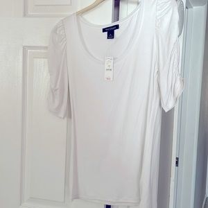 WHBM White Short sleeve 96% Rayon machine washable